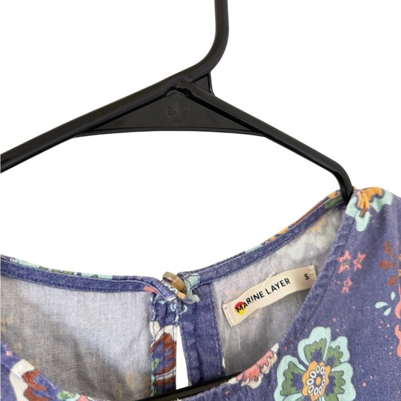 Marine Layer Laney Dress Ruffle Sleeve Tiered Mini Marlin Hibiscus Floral - Picture 7 of 8